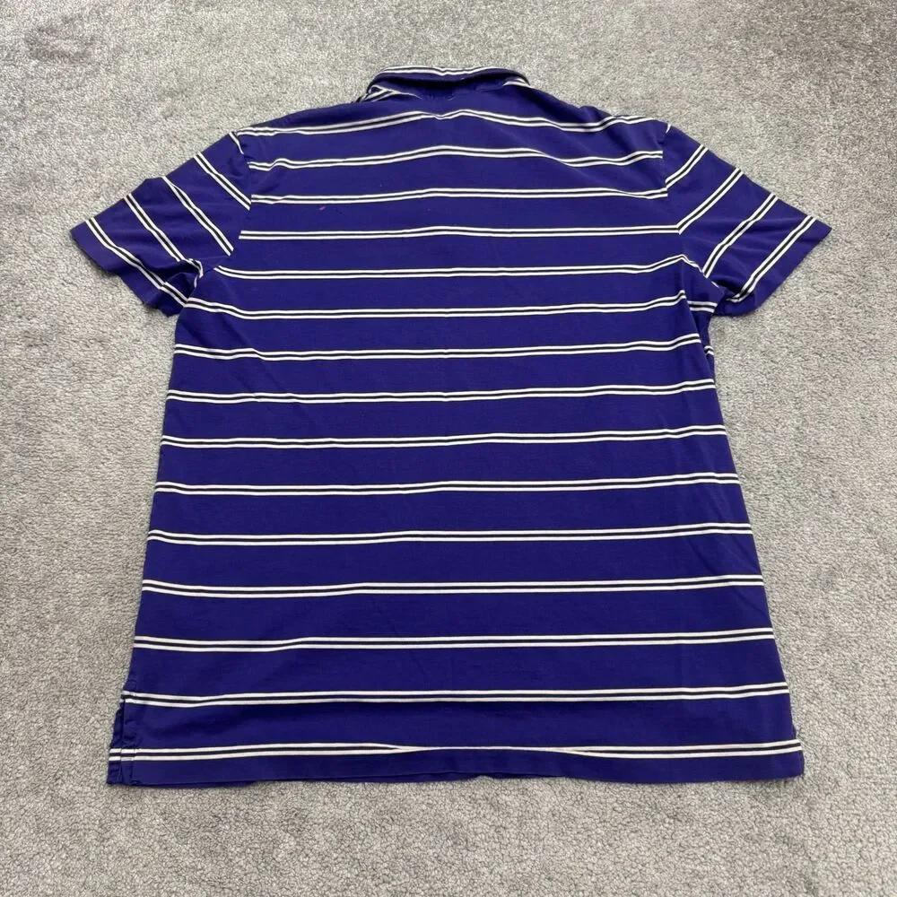 Polo Ralph Lauren Striped Polo Shirt Mens Large Purple White Pima Cotton Casual